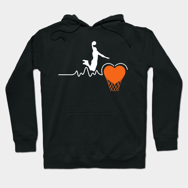 Funny Basketball Heartbeat Gift For Men And Boys - Basketball Lover Hoodie by Tesszero